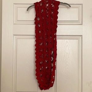 NWOT Handmade Crochet Glittery Ruby Infinity Shawl